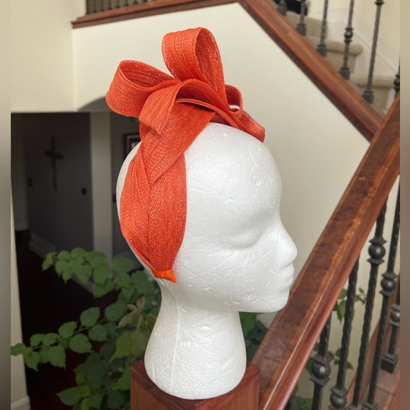 Kentucky Derby Orange Handmade Fascinator - Picture 2 of 5
